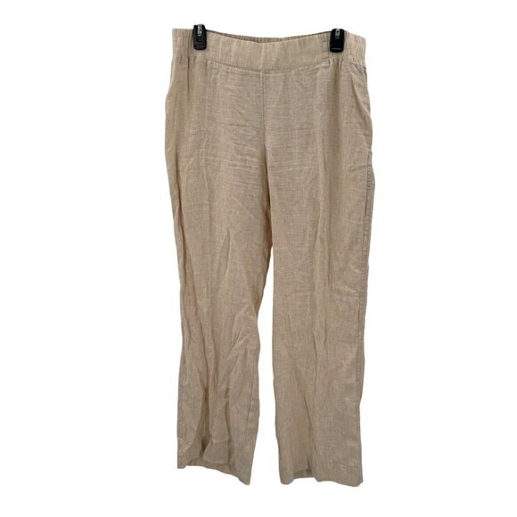 Lilly Pulitzer Cream 100% Linen Stretch Waist Pants Womens Size M - Picture 1 of 8